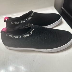 Ralph Lauren Black and Pink Slip-On Sneakers